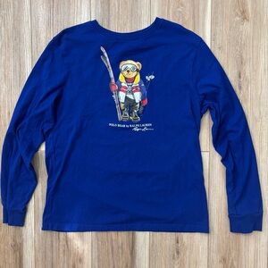 Polo Bear by Ralph Lauren Blue Ski Bear Graphic Long Sleeve Tee XL 18/20